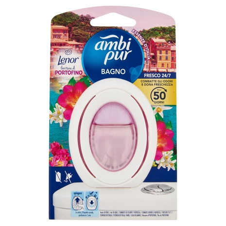 Ambi Pur Bagno 2in1 Elimina e Previene,Profumatore Ambienti, Lenor Fioritura Portofino, 1 Deodorante